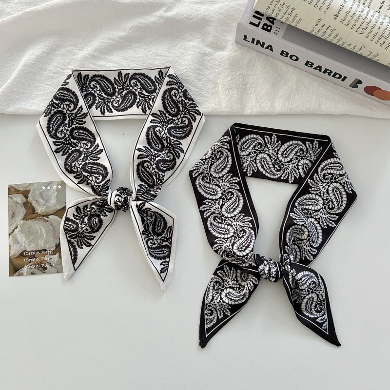 Women Bags For Office Use - Paisley Print Satin Skinny Scarf Fashion