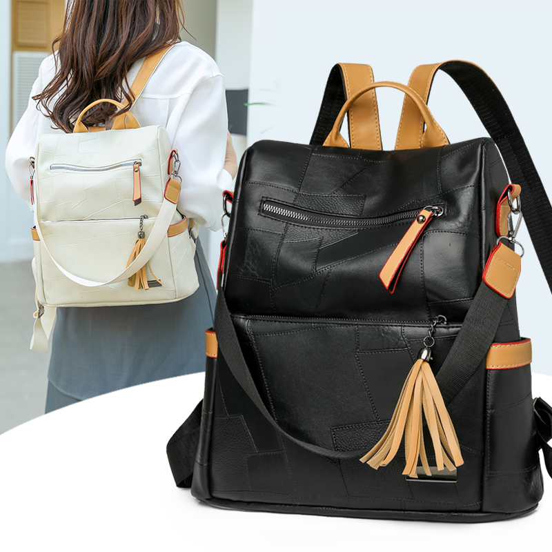 Women Bags For Office Use - Vintage PU Leather Women Backpack Large