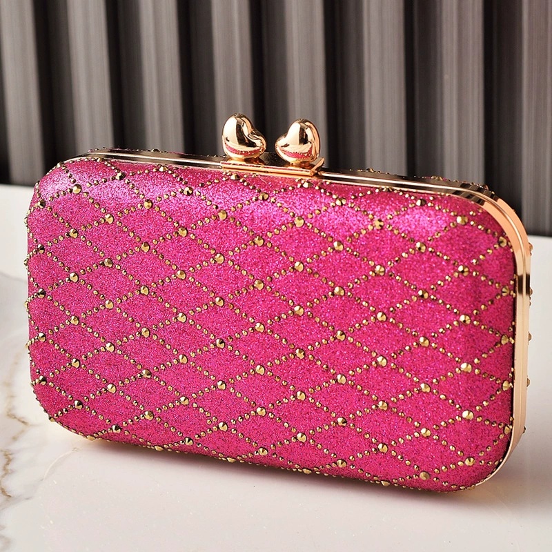Elegant Hot Pink Glitter Clutc - Evening Bag Beaded review and price
