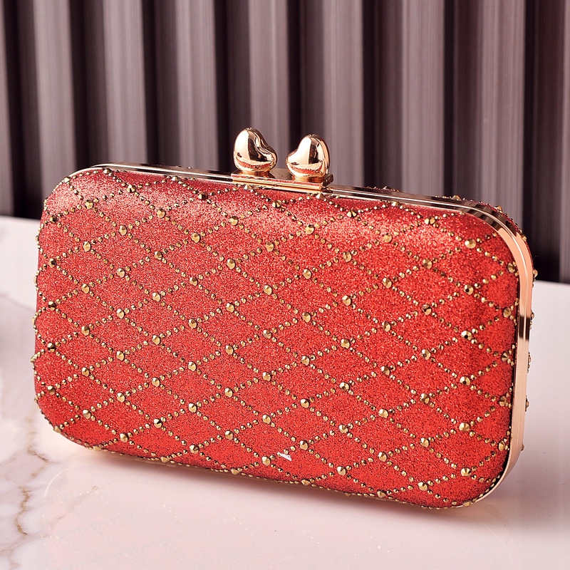 Elegant Hot Pink Glitter Clutc - Evening Bag Beaded review and price