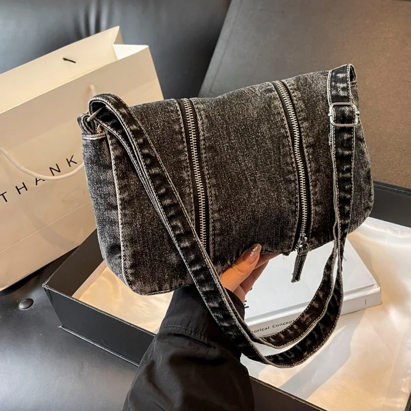 Solid Zipper Denim Versatile S - Women'S Bags New Look review and price