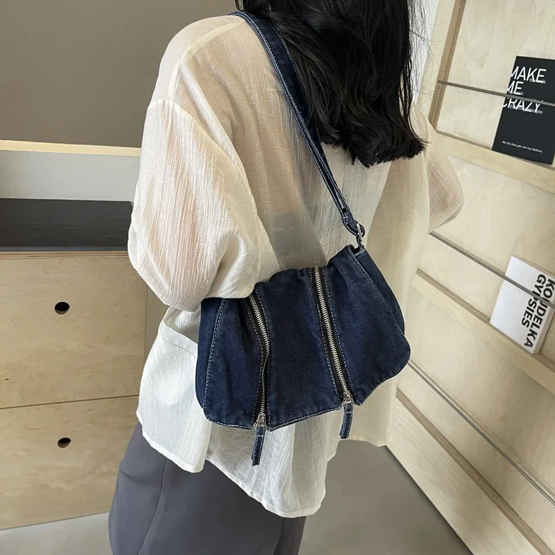 Solid Zipper Denim Versatile S - Women'S Bags New Look review and price