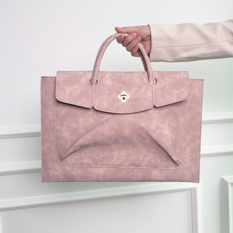 Elegant Pink PU Leather Laptop - Women Bags For Office Use review and price
