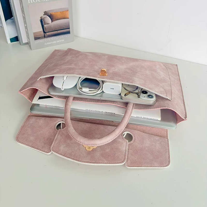 Elegant Pink PU Leather Laptop - Women Bags For Office Use review and price