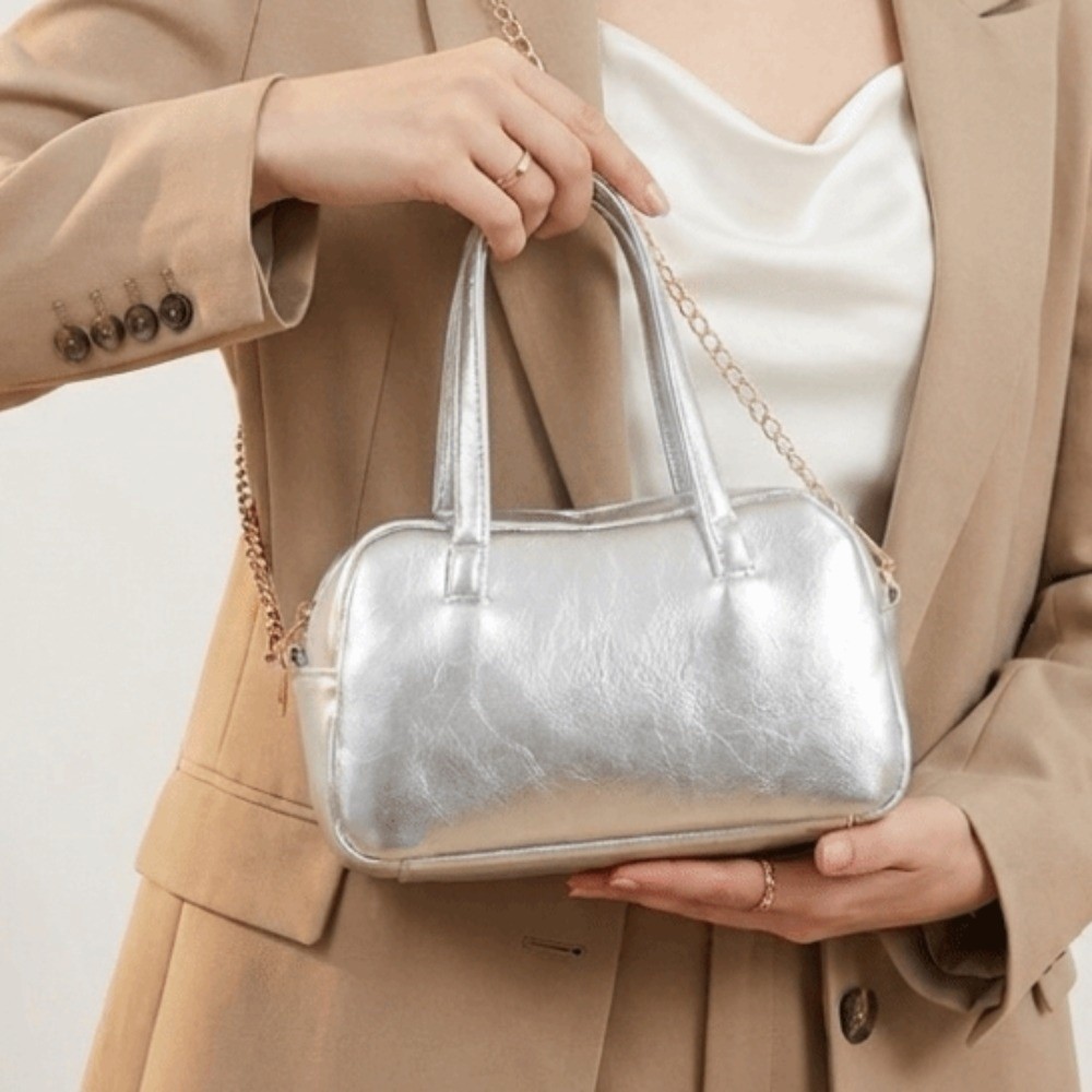 Metallic Faux Leather Boston B - Women Bags For Office Use review and price