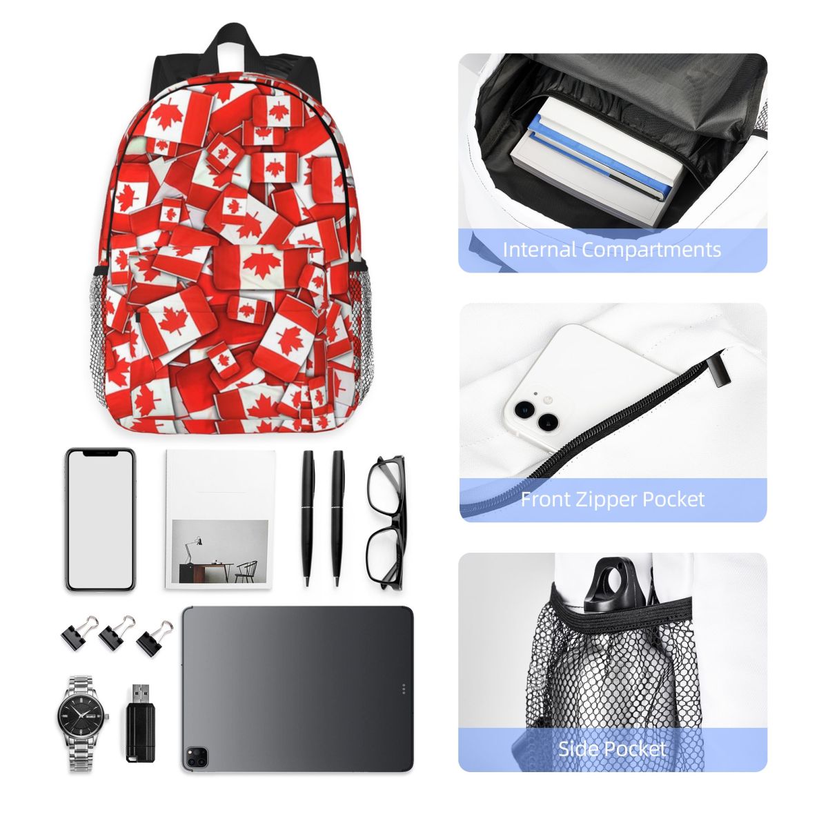 Canada Flag Pattern Backpack H - Women Bags Canada Sale review and price