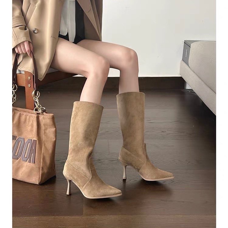Cow Suede Mid-calf Modern Boot - Women Bags In Sale review and price
