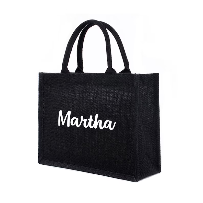 Personalized Black Burlap Tote - Women Bags Jute review and price